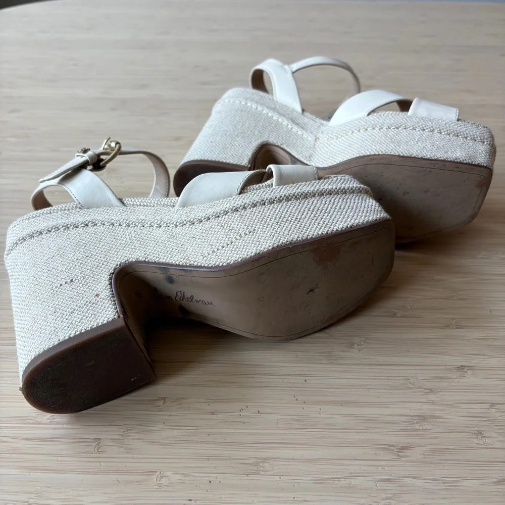 Elegant Cream Wedge Platform Sandals - Picture 5 of 5